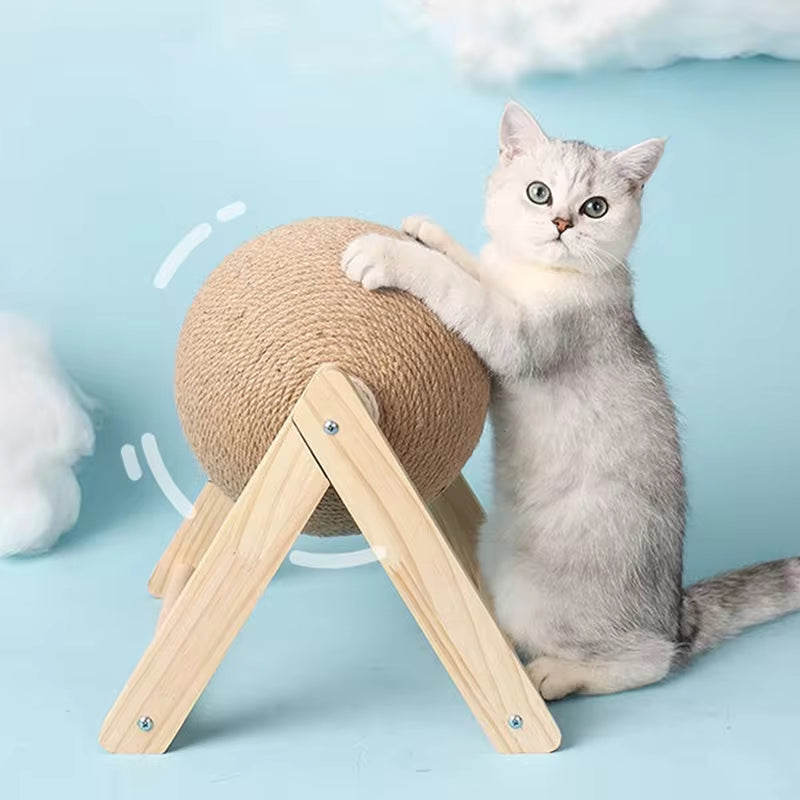 Sisal Rope Cat Scratching Ball Toy with Grinding Board - Wear-Resistant Scratcher for Cats