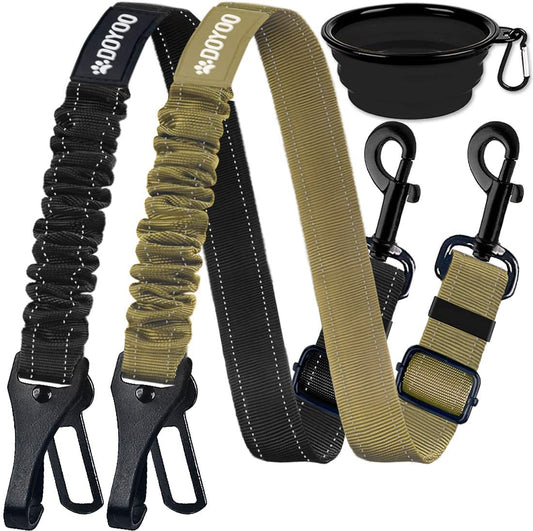 2-Pack Adjustable 2-in-1 Dog Seat Belts – Heavy Duty, Elastic, and Reflective Car Harness for Pets