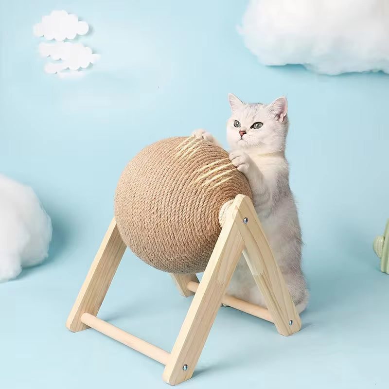 Sisal Rope Cat Scratching Ball Toy with Grinding Board - Wear-Resistant Scratcher for Cats