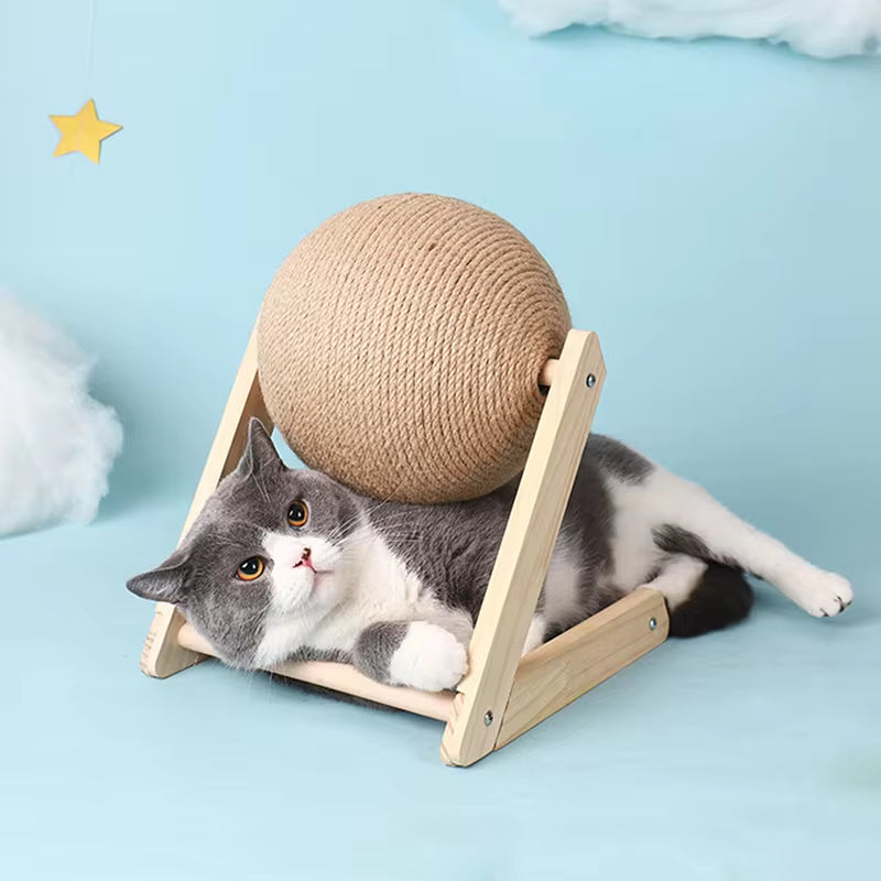 Sisal Rope Cat Scratching Ball Toy with Grinding Board - Wear-Resistant Scratcher for Cats