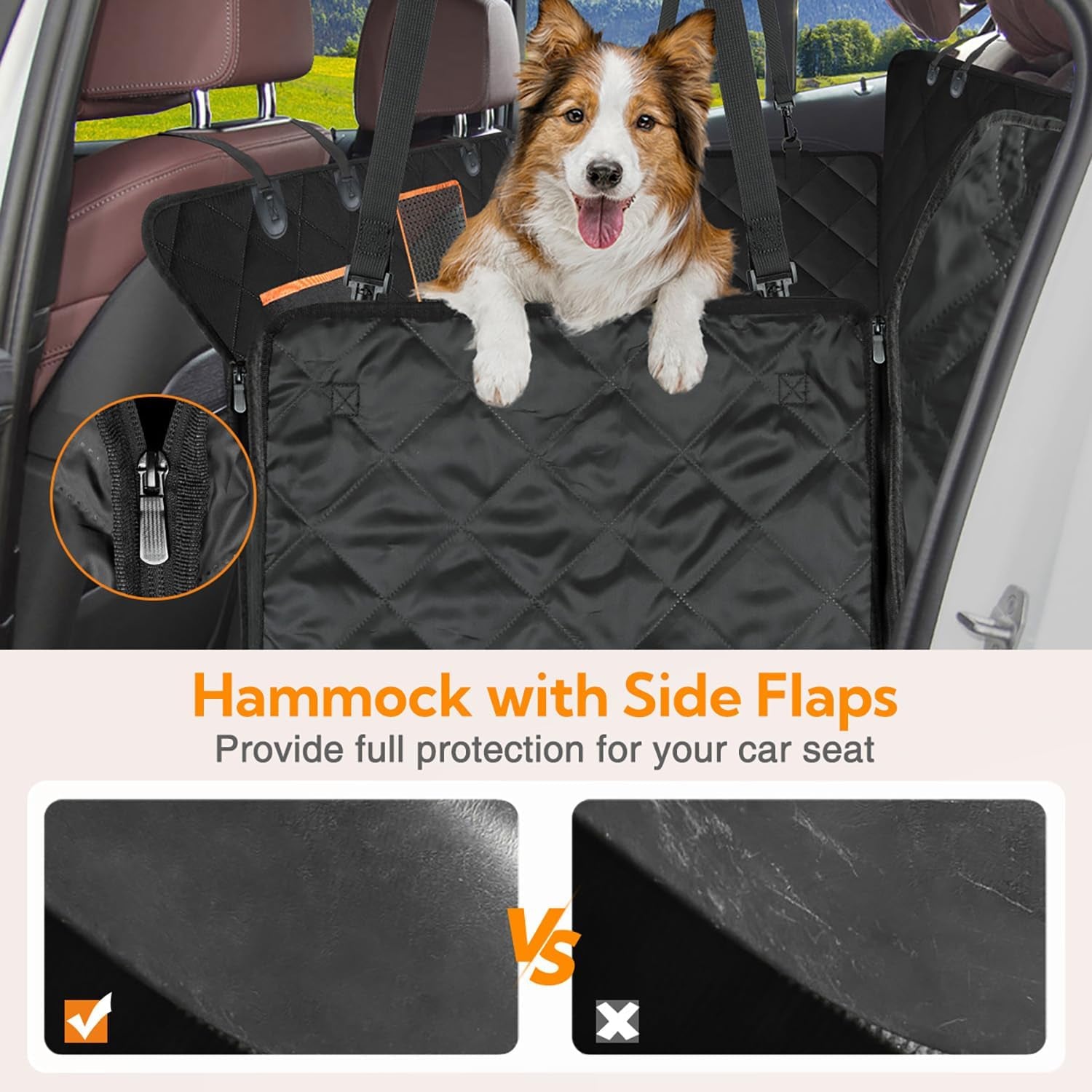 Heavy-Duty Waterproof Dog Car Seat Cover – Hammock Style with Mesh Window, Anti-Scratch, Non-Slip Protector for Cars, Trucks, and SUVs (600D