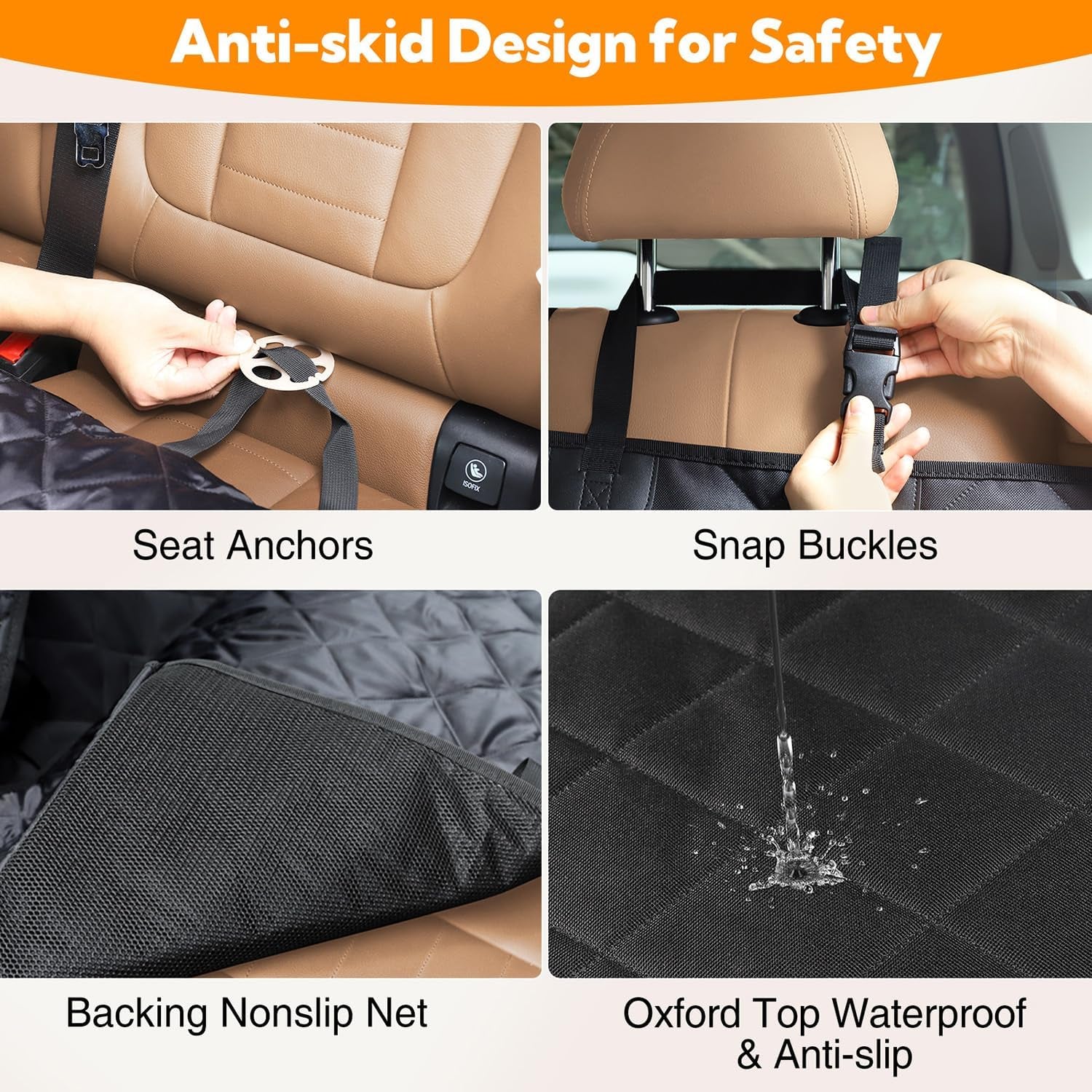 Heavy-Duty Waterproof Dog Car Seat Cover – Hammock Style with Mesh Window, Anti-Scratch, Non-Slip Protector for Cars, Trucks, and SUVs (600D