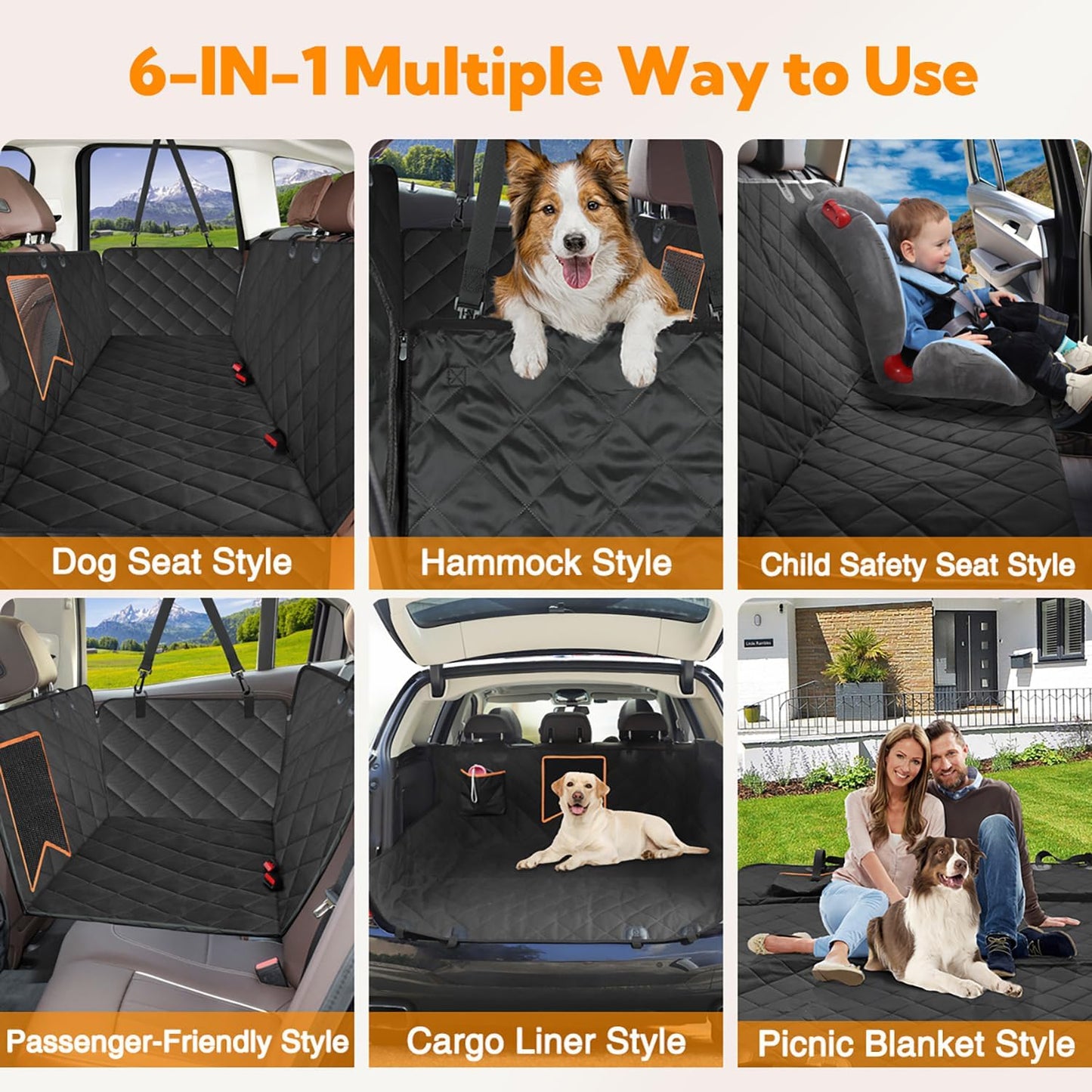 Heavy-Duty Waterproof Dog Car Seat Cover – Hammock Style with Mesh Window, Anti-Scratch, Non-Slip Protector for Cars, Trucks, and SUVs (600D