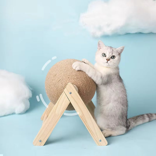 Sisal Rope Cat Scratching Ball Toy with Grinding Board - Wear-Resistant Scratcher for Cats